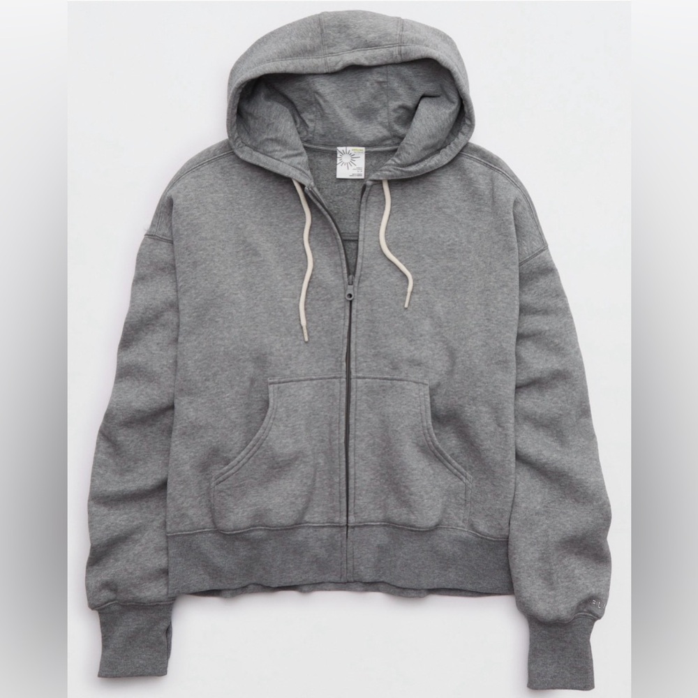 OFFLINE By Aerie Cloud Fleece Classic Full Zip Sweatshirt - Dark Heather Gray